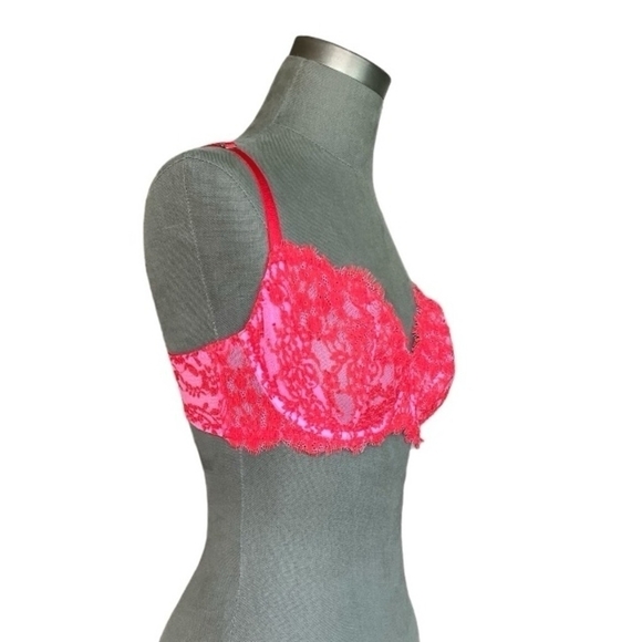 Women’s Bra Victoria’s Secret VERY SEXY Unlined Demi Pink Lace Bra Lingerie - Picture 4 of 7
